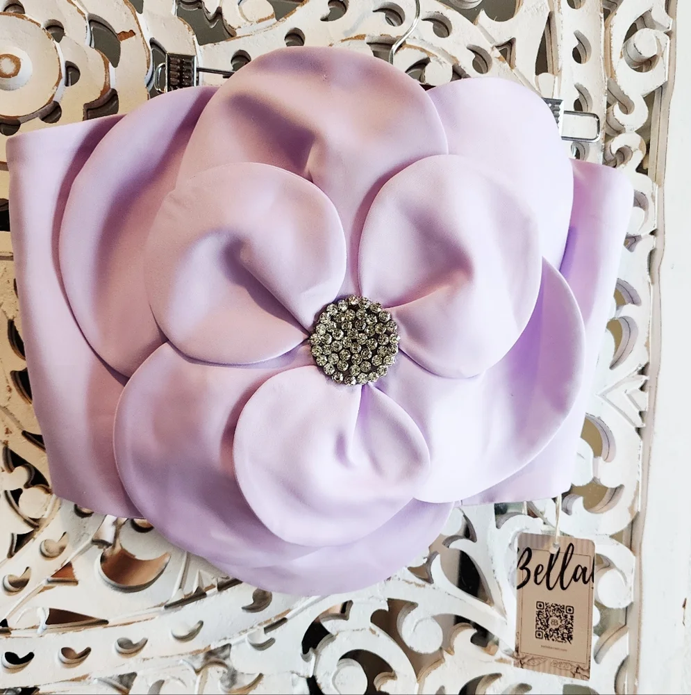 BELLA BARNETT LILAC FLOWER STRAPLES TOP NWT SIZE LARGE - Picture 3 of 13